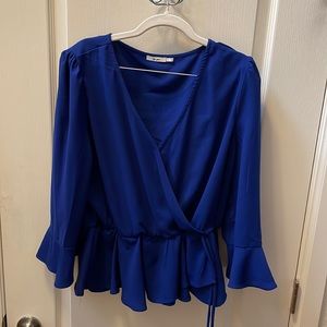 Mi Ami Blue Peplum Blouse